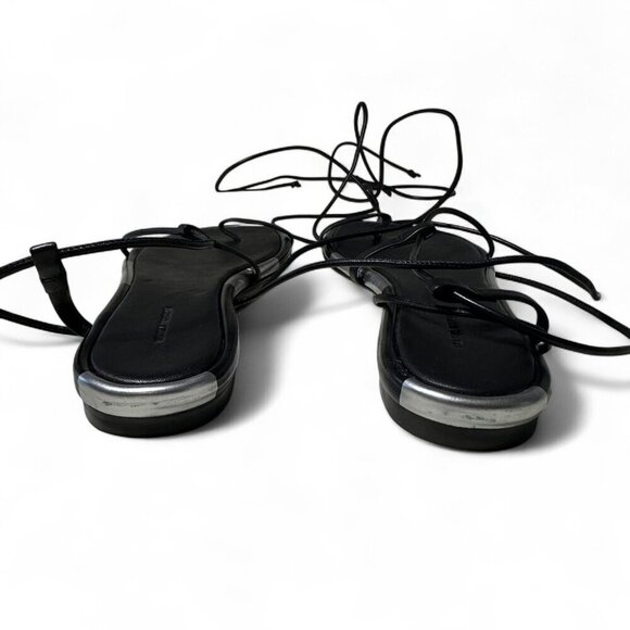 Isabel Marant Jeiro Women's Strappy Black, Silver Leather Flat Sandals Sz 38 NEW - Picture 7 of 8